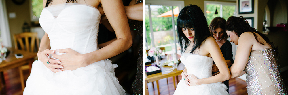 These are candid photos of Parisa putting on her dress.
