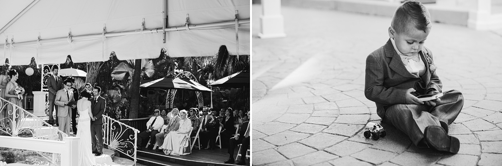 This is an adorable photo of a distracted ring-bearer.