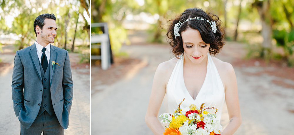 These are individual photos of the bride and groom.