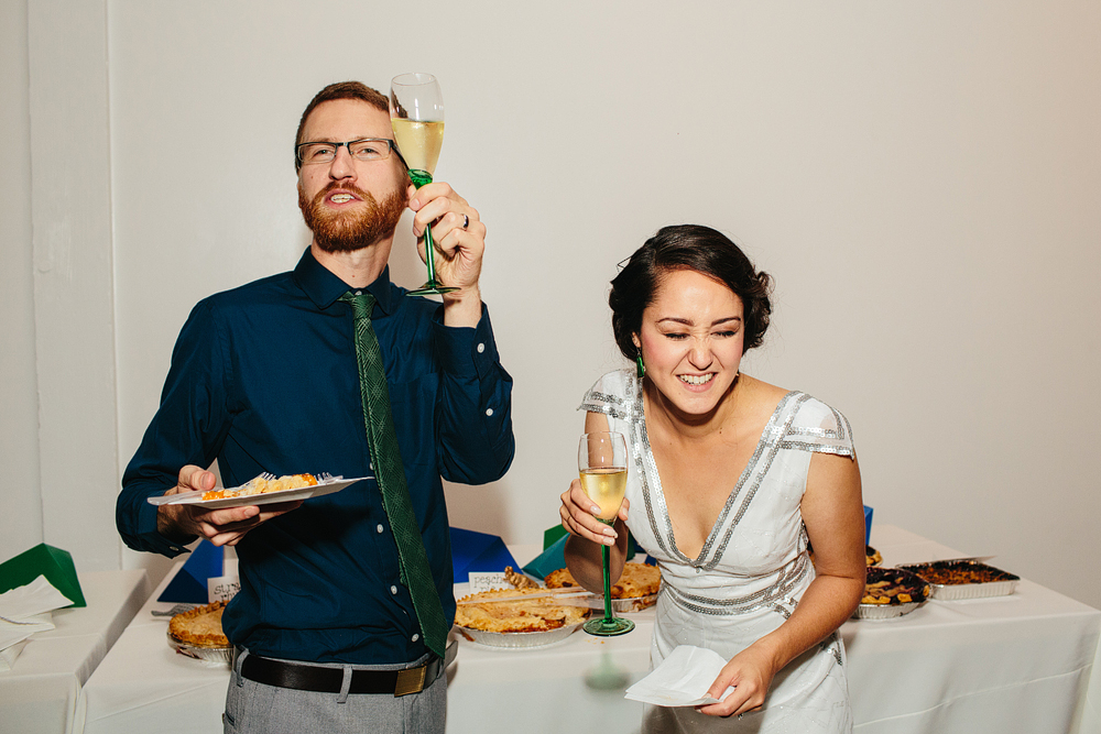 This is a photo of their pie cutting.