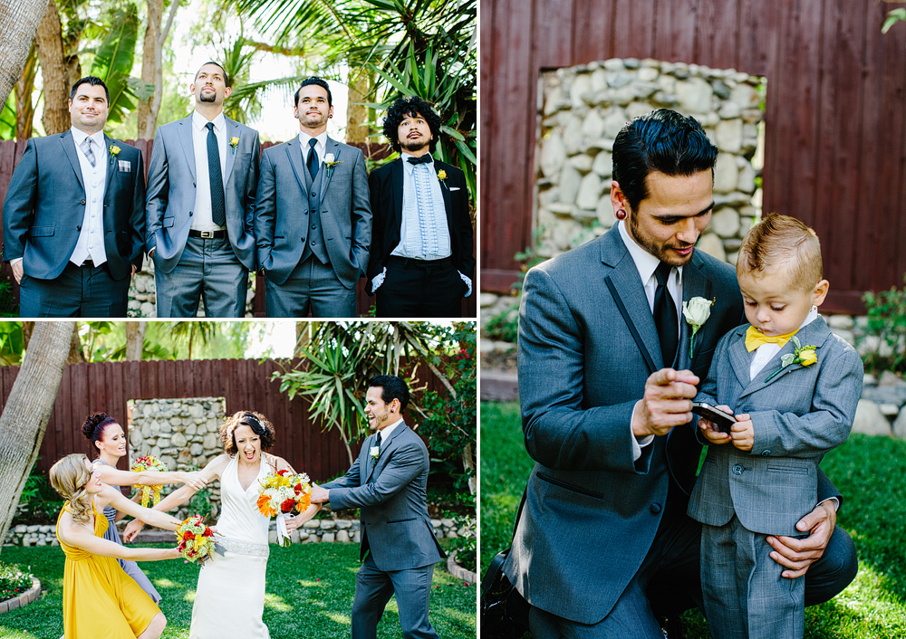 These are photos of the groom, groomsmen and bride and bridesmaids.