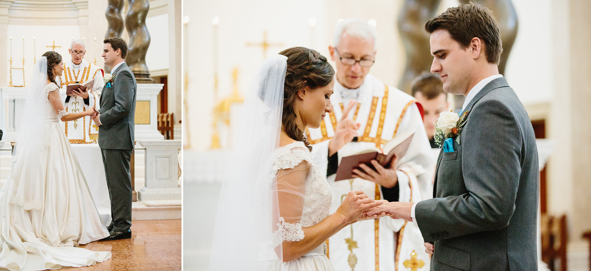These are photos of Annie and Chris exchanging rings.