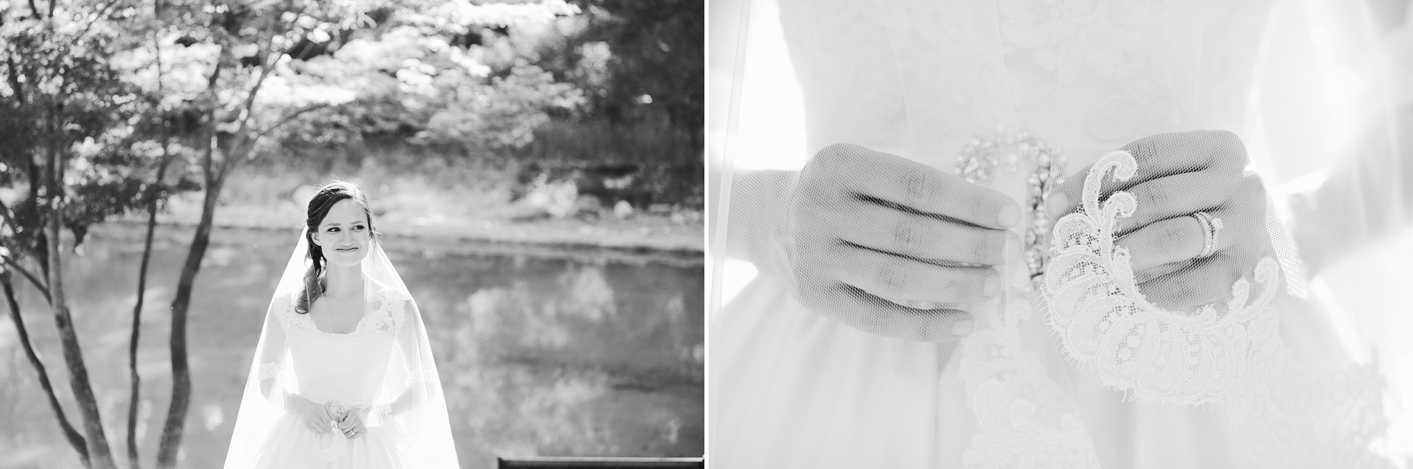 These are photos of annit and a detail photo of the lace on her veil.