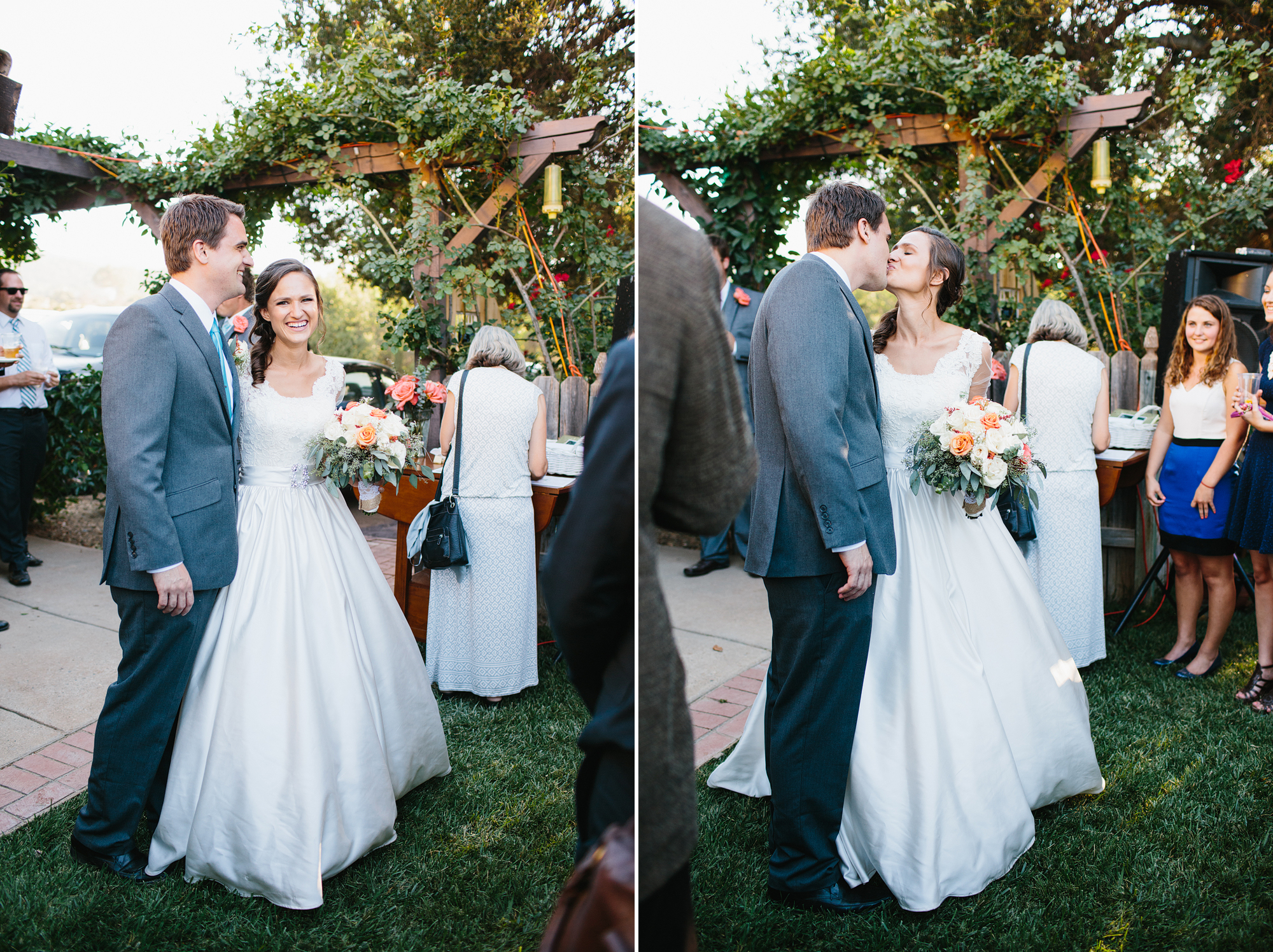 These are photos of Chris and Annie entering cocktail hour.