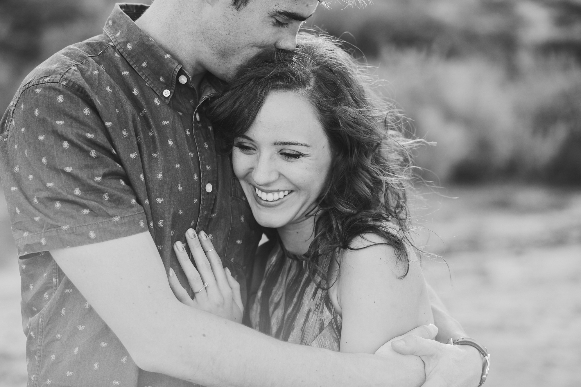 A sweet black and white photo of Jordan and Riley. Santa Fe wedding photographer.