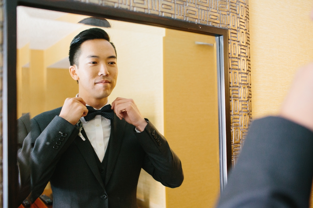 This is a photo of the groom getting ready.