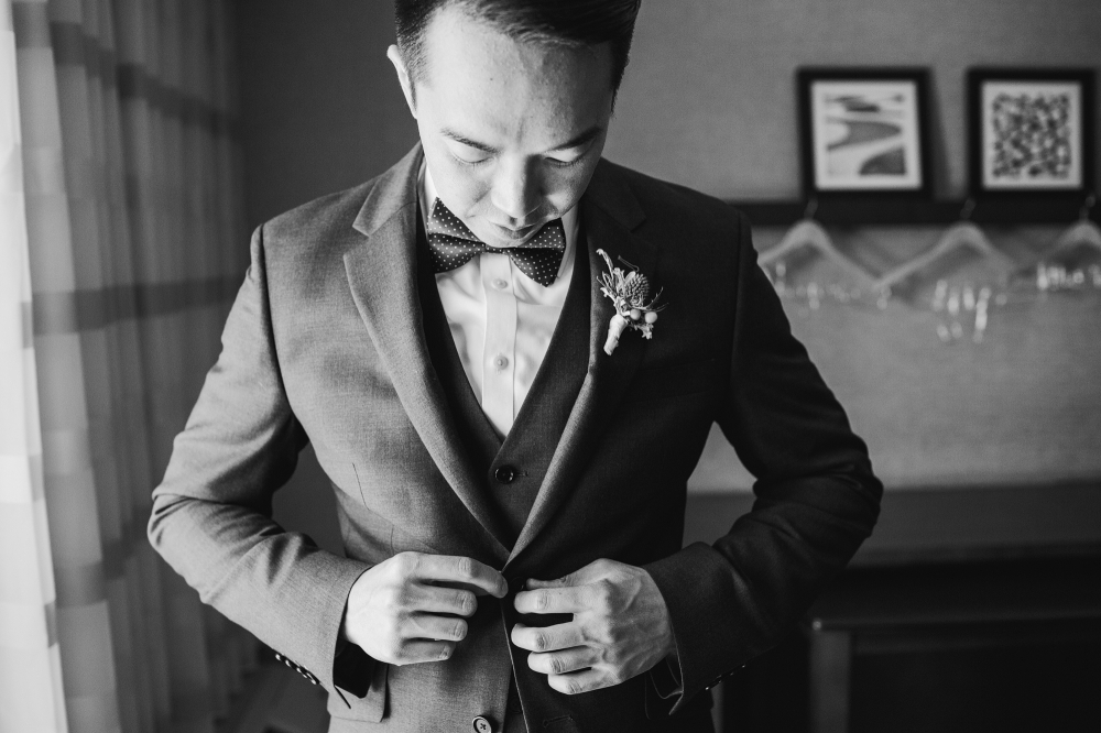 This is another photo of Mark getting ready before his wedding day.