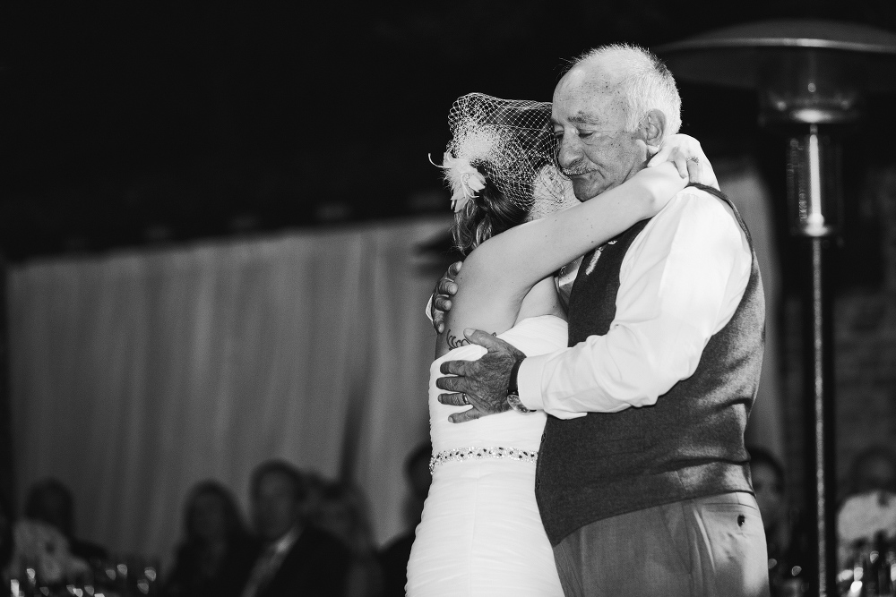 Here is a touching moment between the bride and her dad during their dance. 