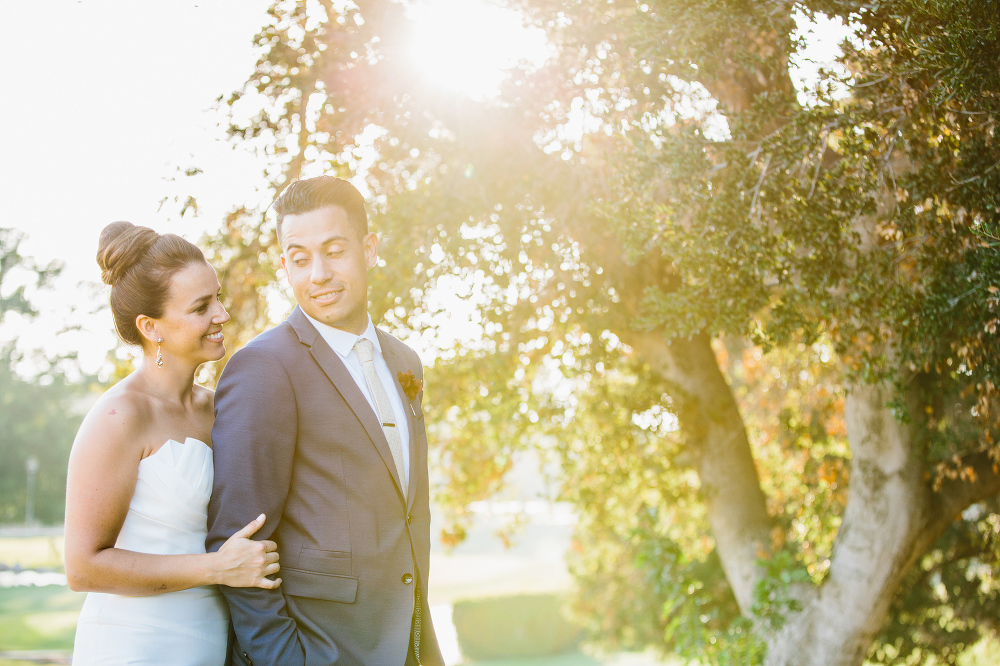 Here is a beautiful sun lit shot of the wedding couple. 