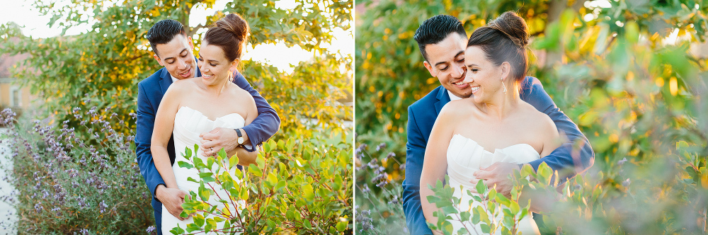 Here are two cute photos of the couple in the Gardens at Los Robles Greens. 