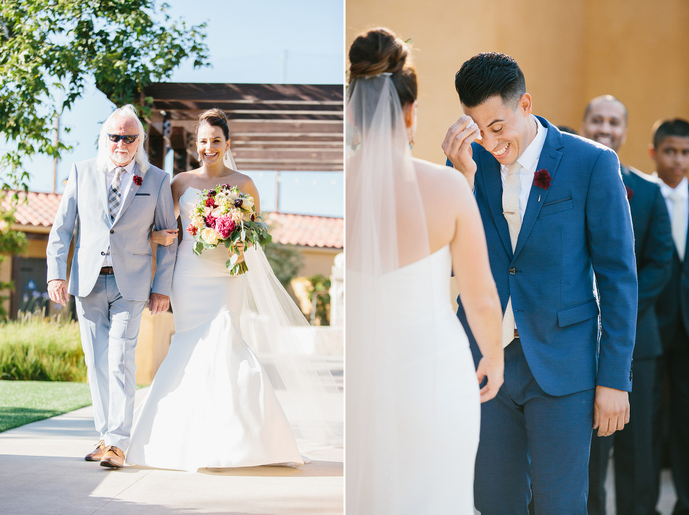 This is a photo of the bride walking down the aisle. 