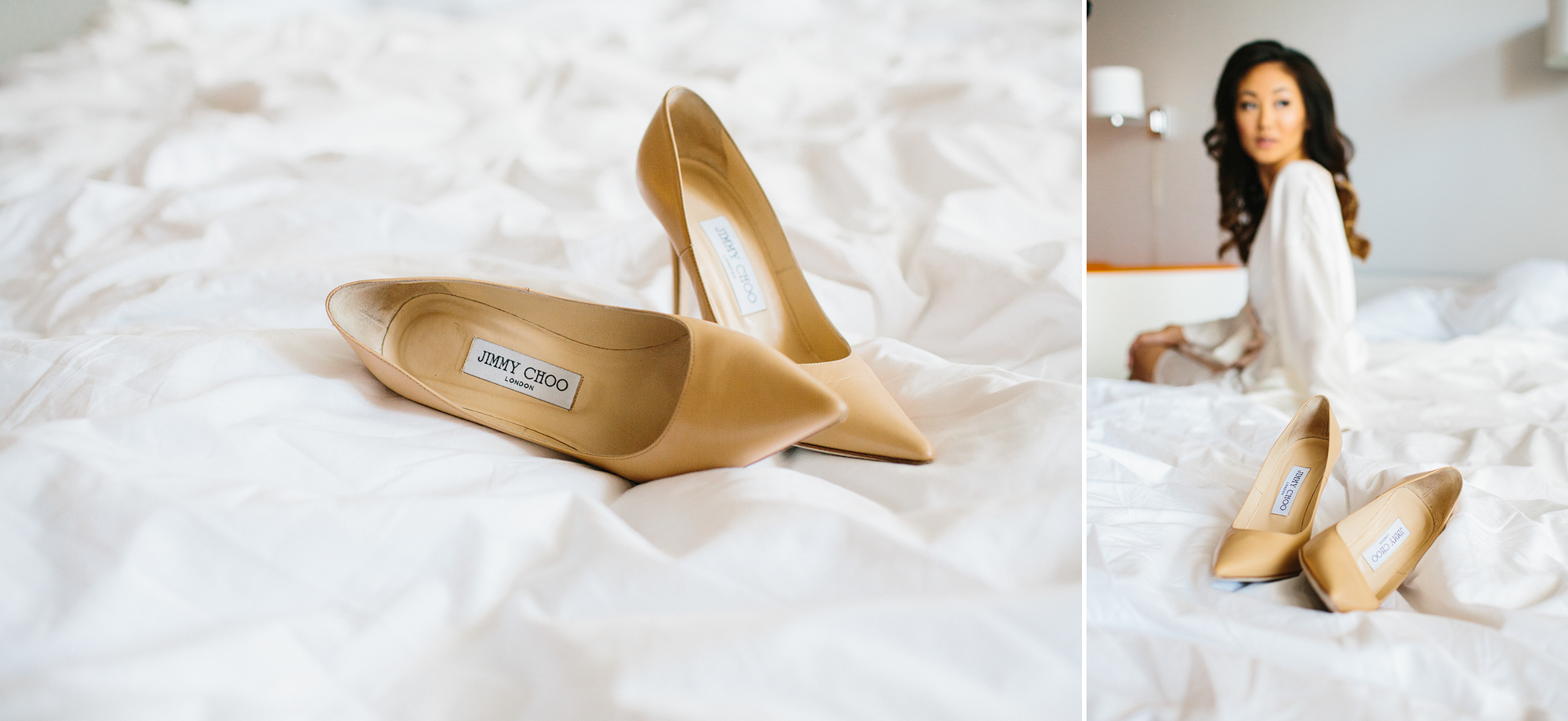 Annalisa wore tan Jimmy Choo heels for her wedding. 