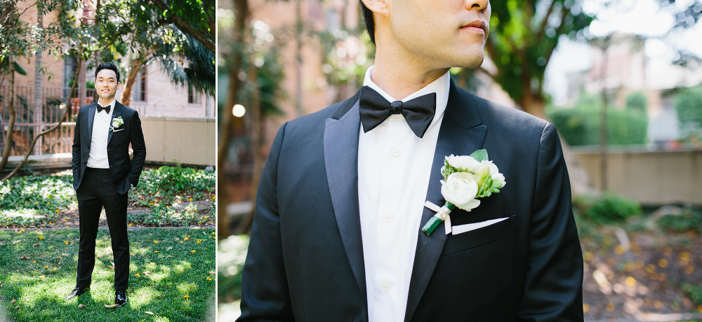 Here are photos of the groom dressed in his tuxedo. 
