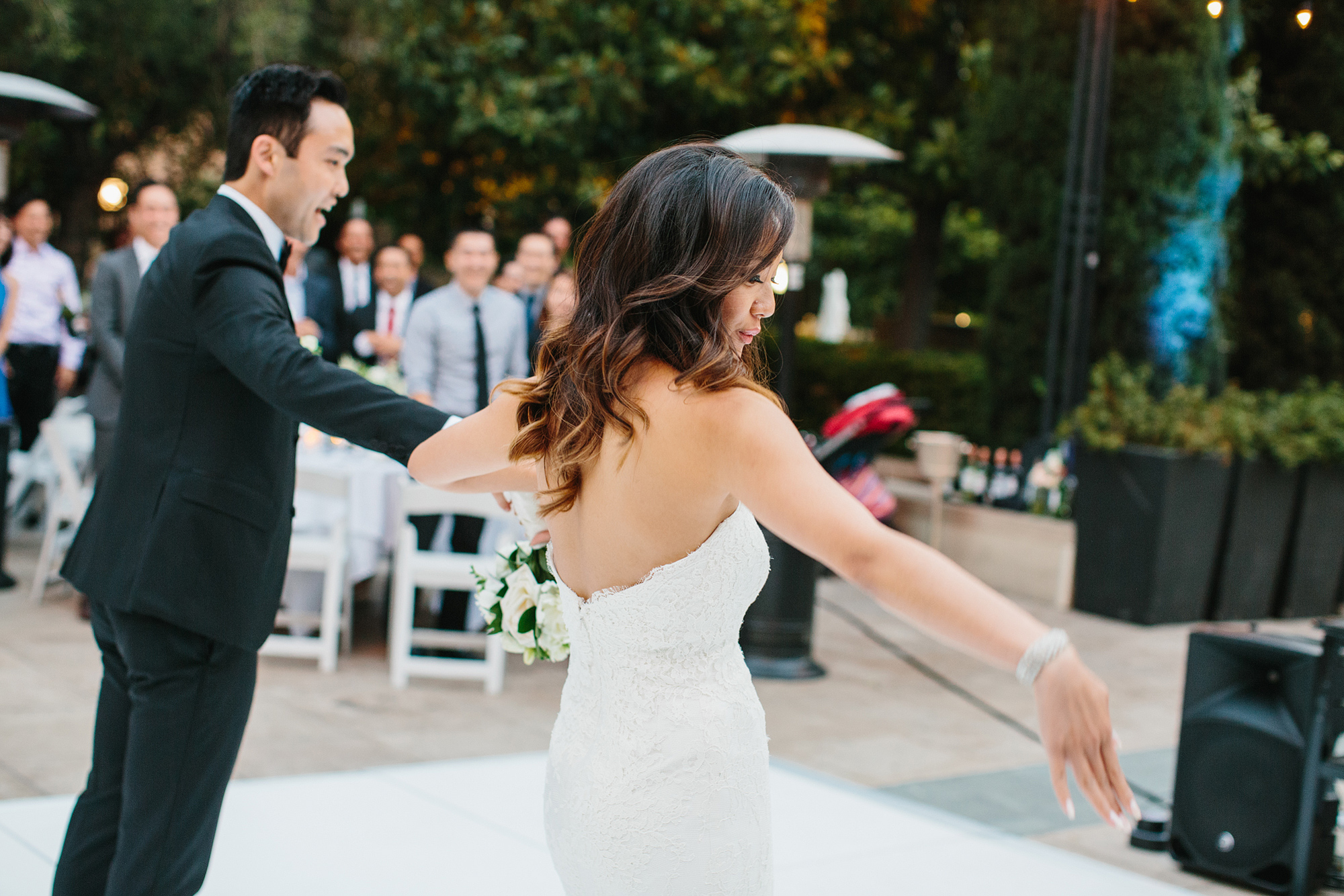 A photo of the bride and groom's grand entrance. 