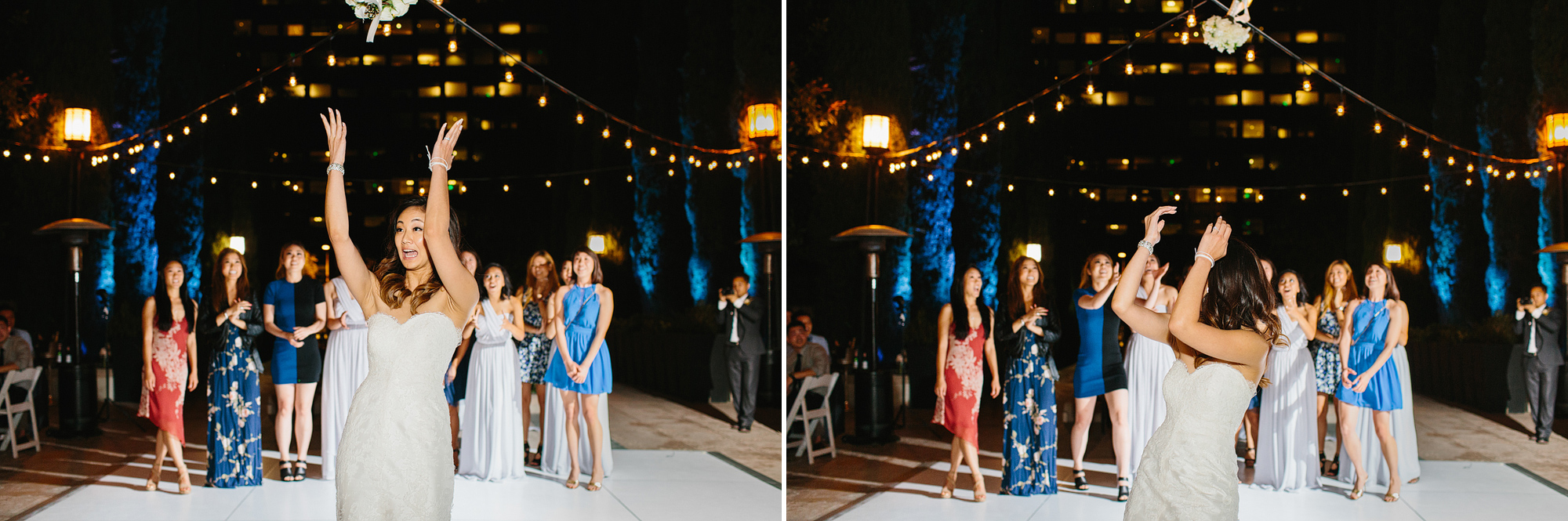 Here are photos of the bride tossing her bouquet. 