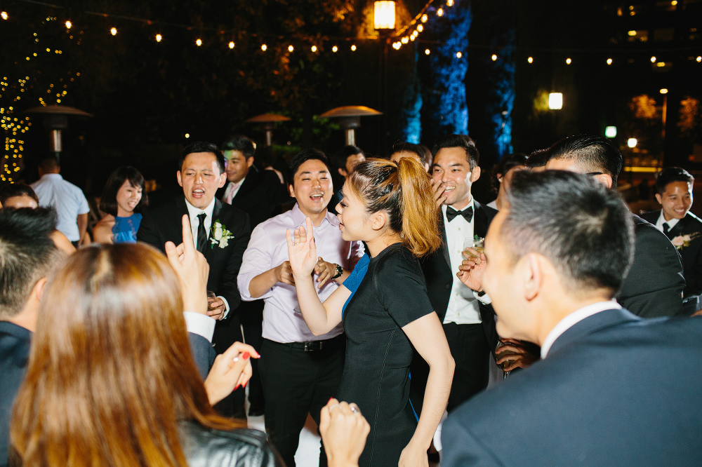 Photos of guests dancing during the reception. 