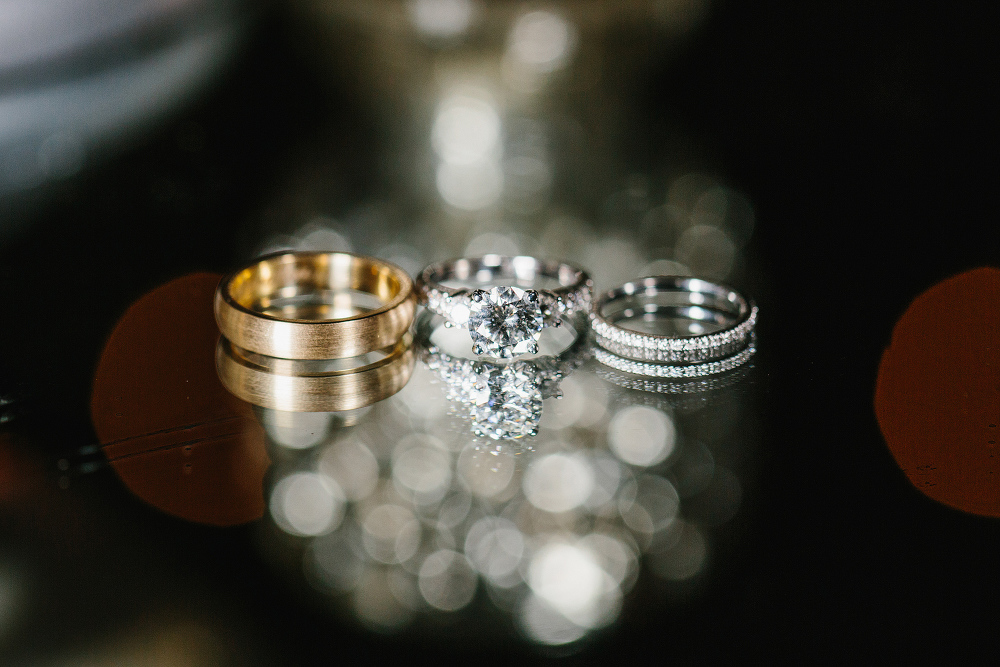 A photo of the wedding rings. 