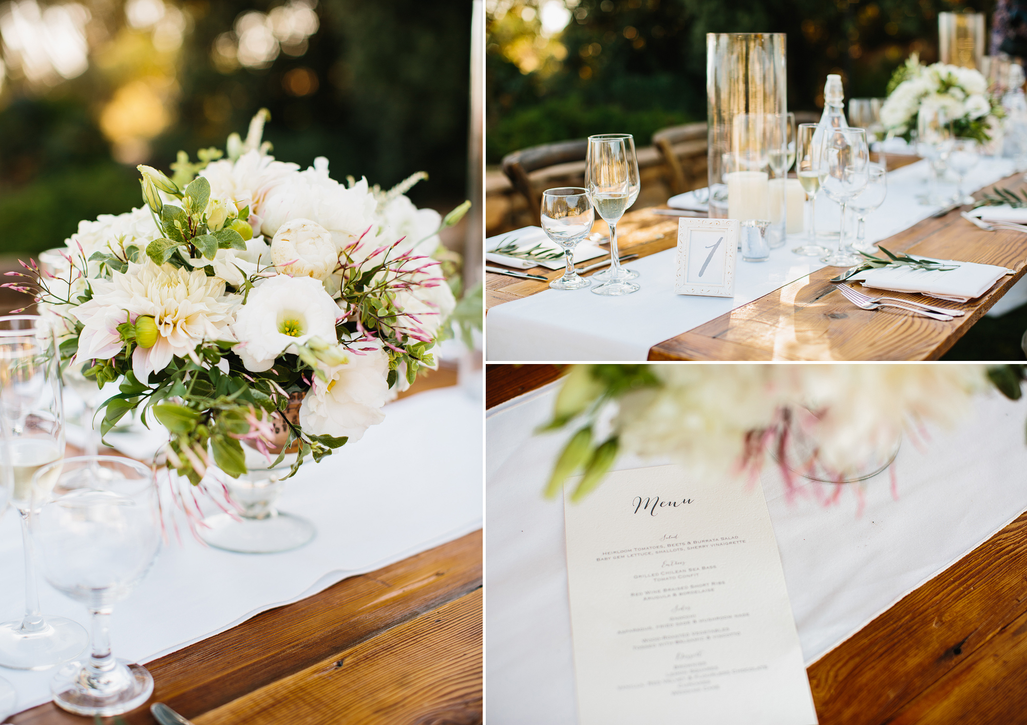 Photos of the beautiful table settings. 