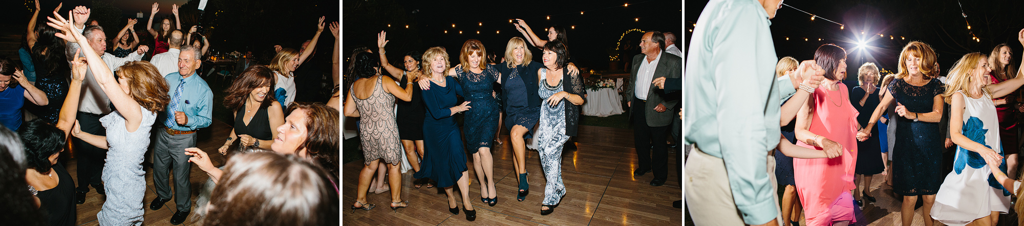 Wedding guests dancing during the reception. 