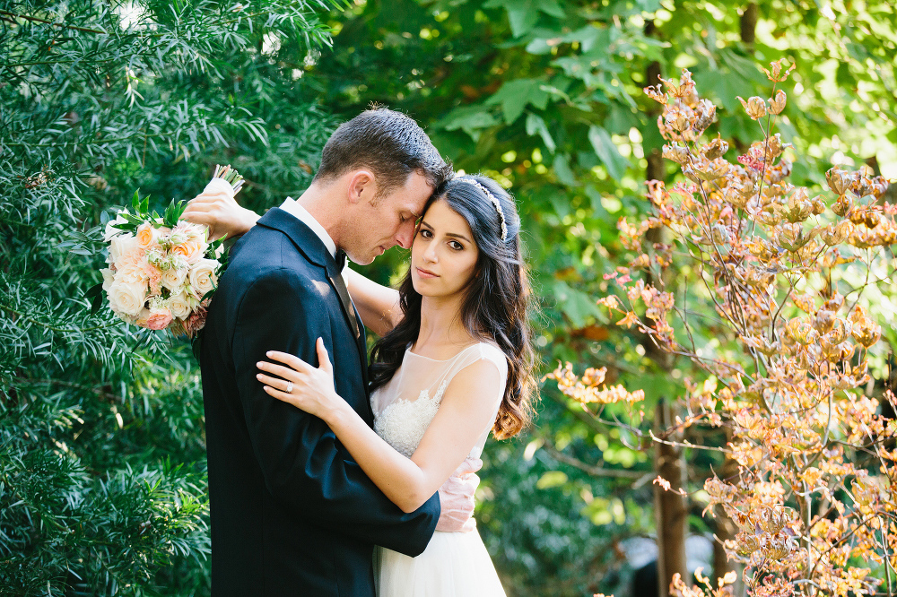 This is a photo of Cristina and Andrew on their wedding day. 