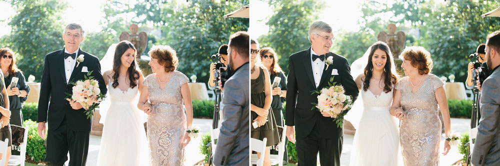 Cristina walked down the aisle with both of her parents. 