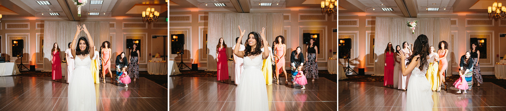 Cristina tossing her bouquet. 