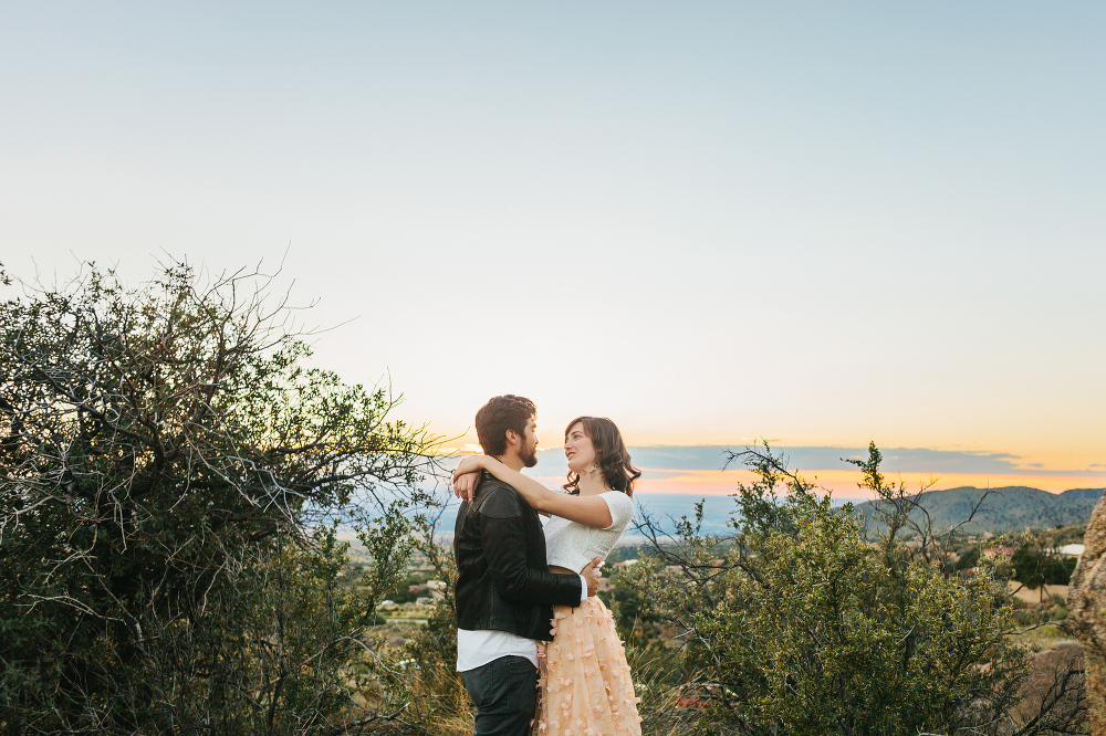 Jacqueline and Chris with a beautiful sunset background. 