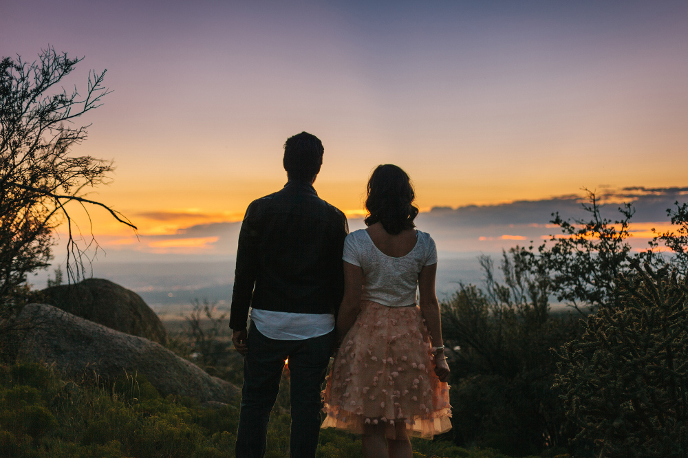 A beautiful sunset during the couple