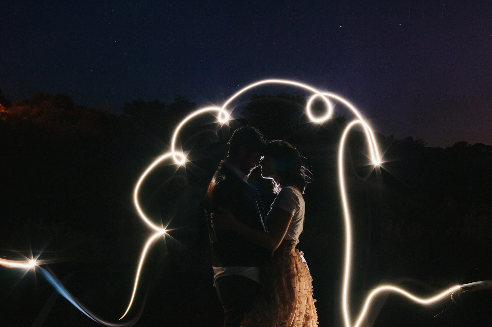 A light painting with the couple. 