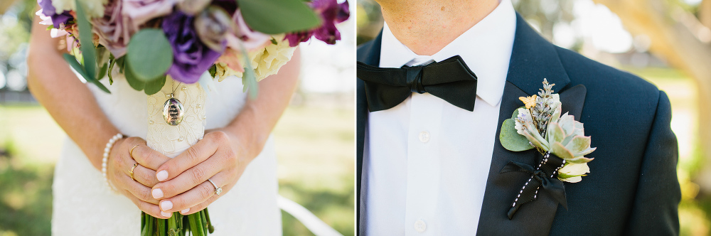 The bride had a special charm on her bouquet. 