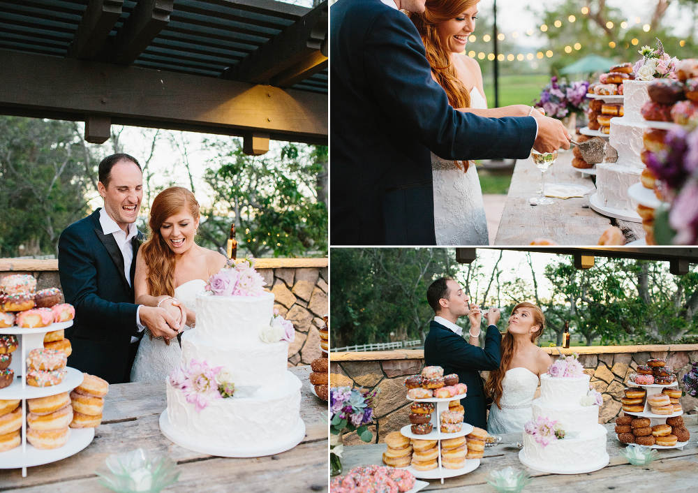 Carrie and Justin cutting the cake. 