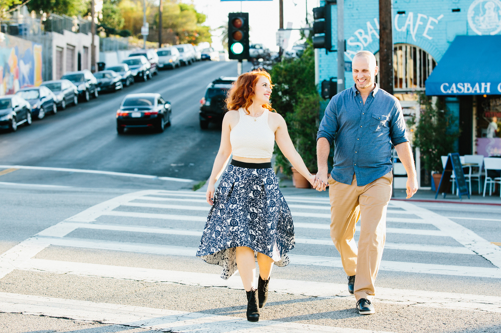 Afton and Jesse crossing the street. 