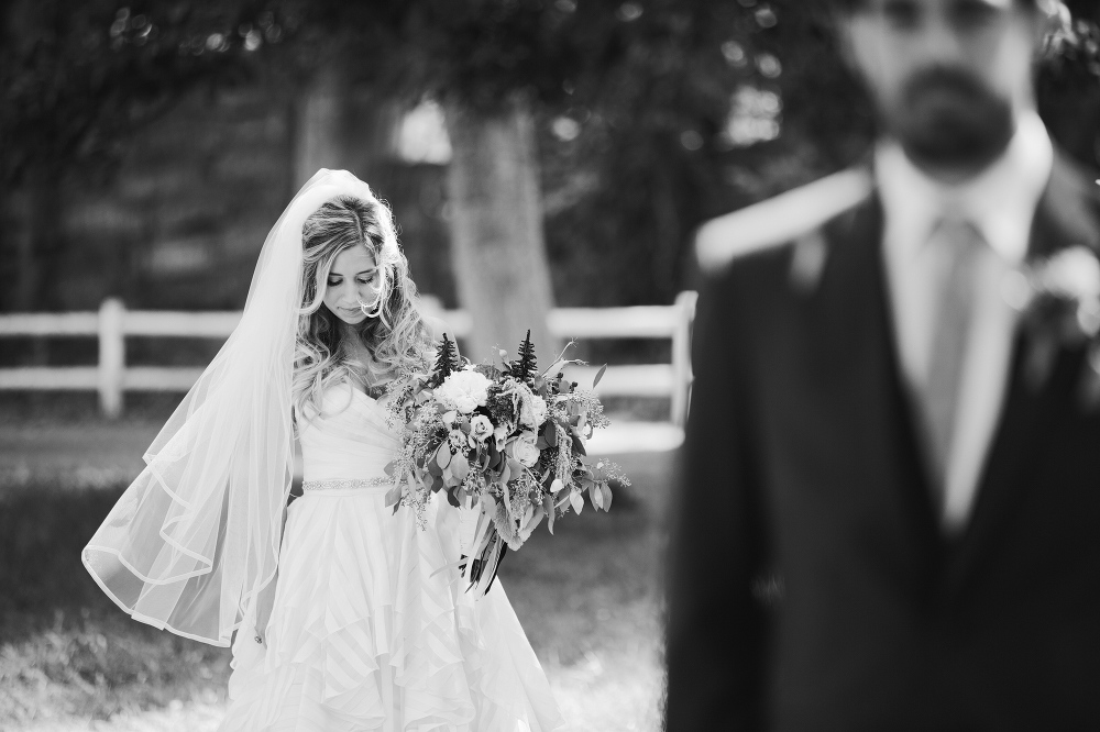 Katie walking up to Chad during the first look. 