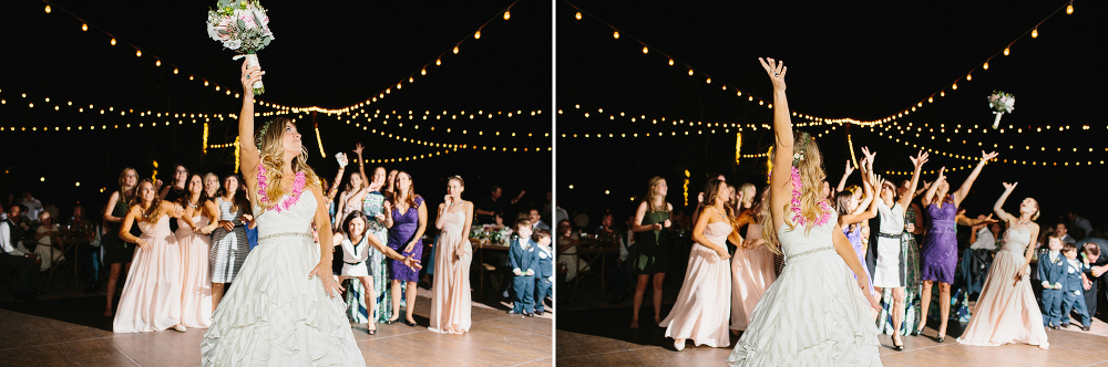 Katie tossing the bouquet.