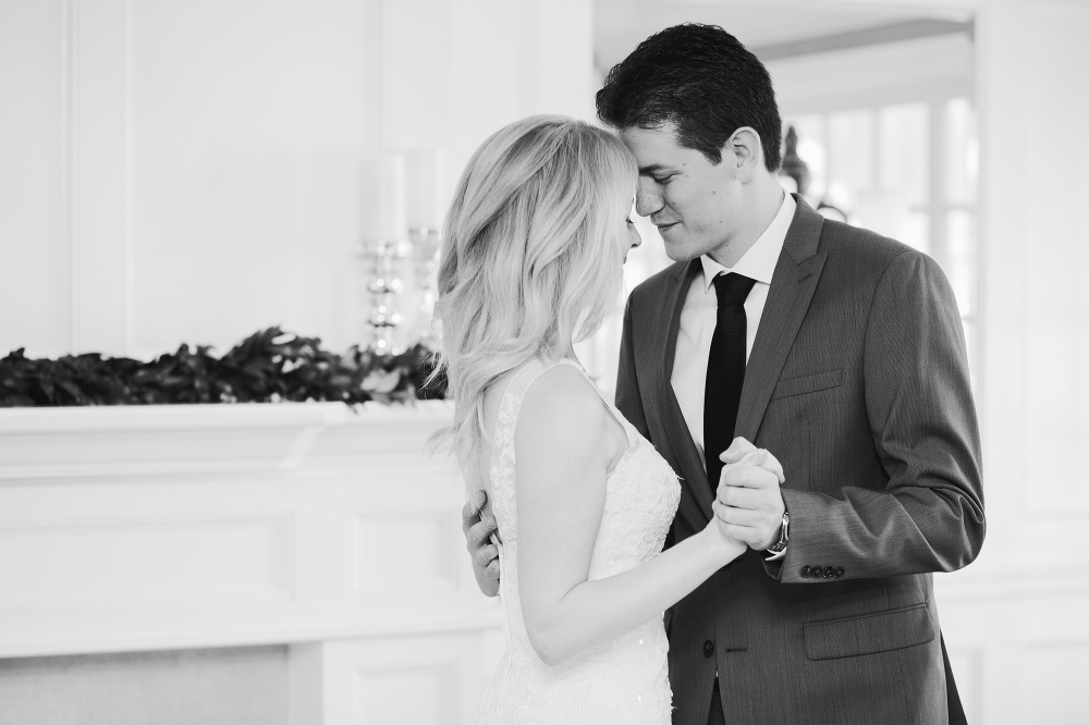 The bride and groom having a sweet moment. 