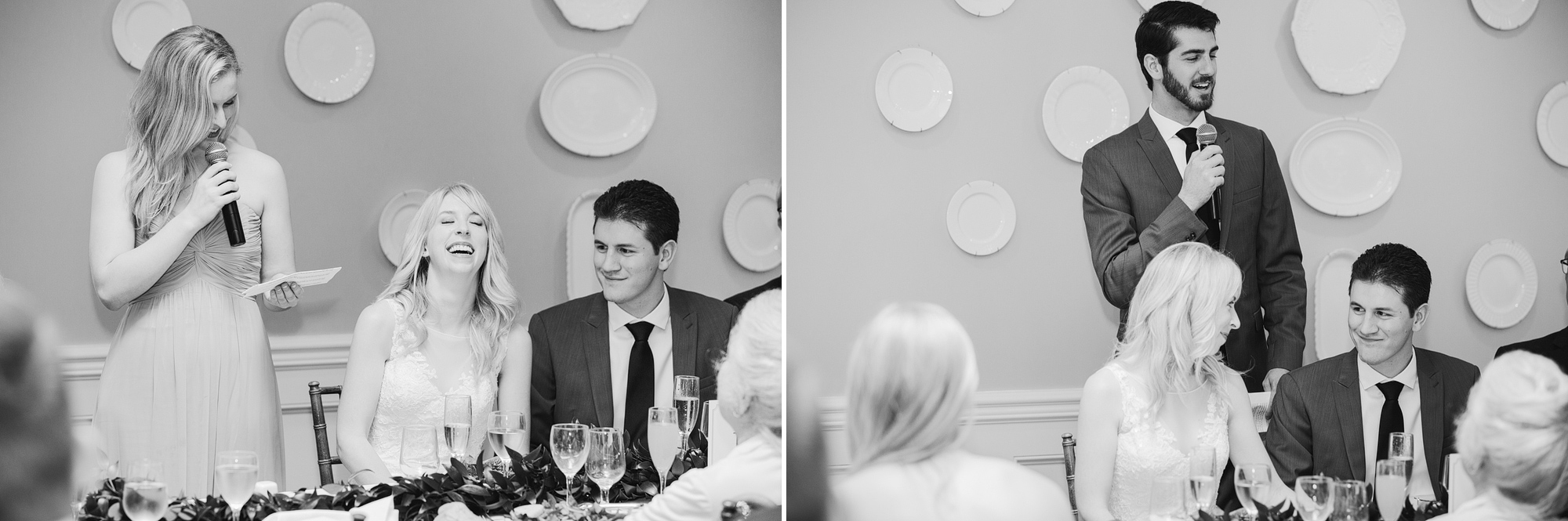 The maid of honor and best man's toasts. 