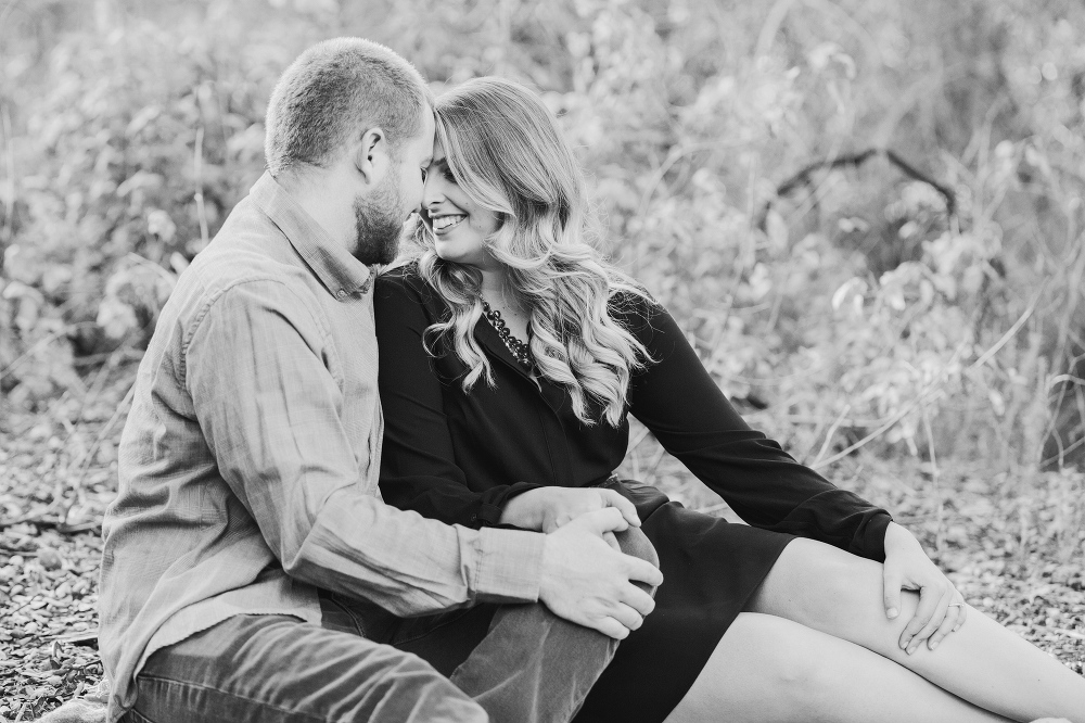 A cute black and white photo of the couple. 