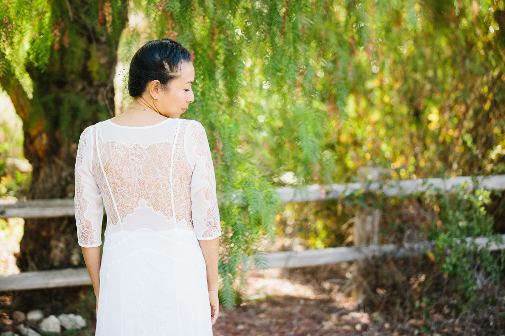 Lydia wore a beautiful lace dress. 