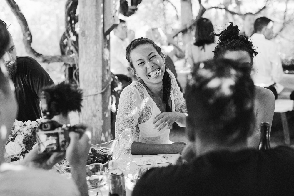 Lydia laughing during the reception. 