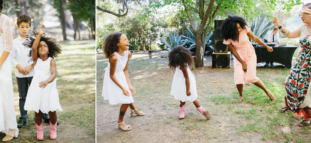 The flower girls dancing during the reception. 