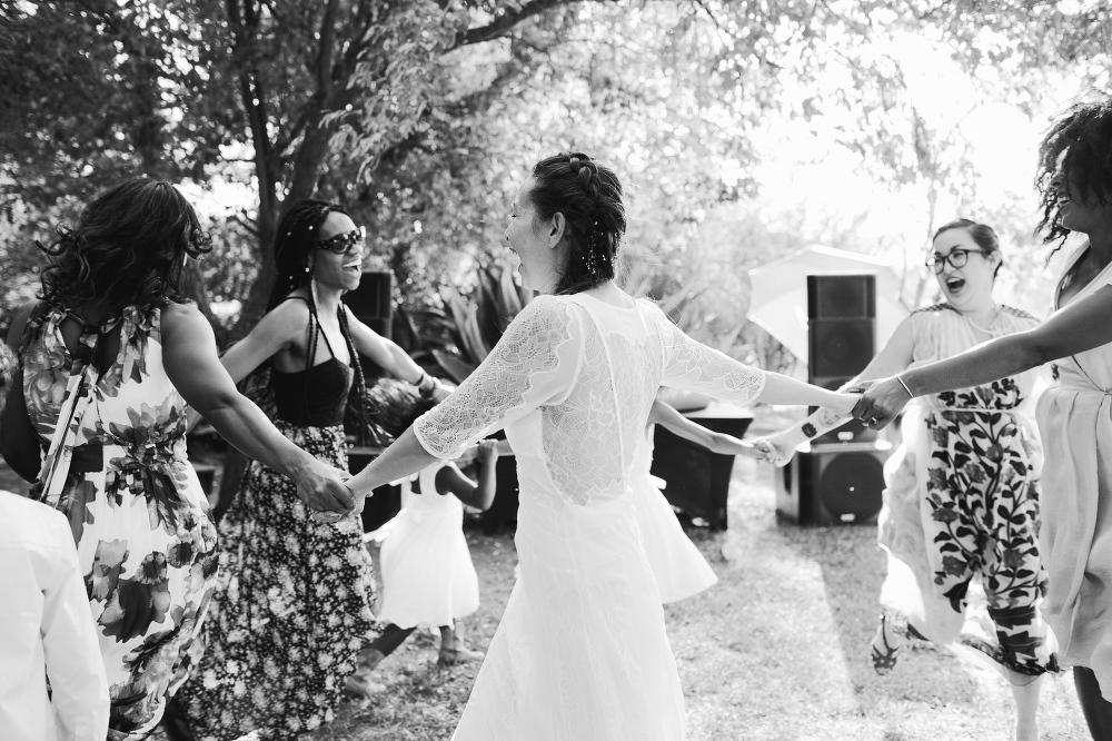 The bride dancing. 