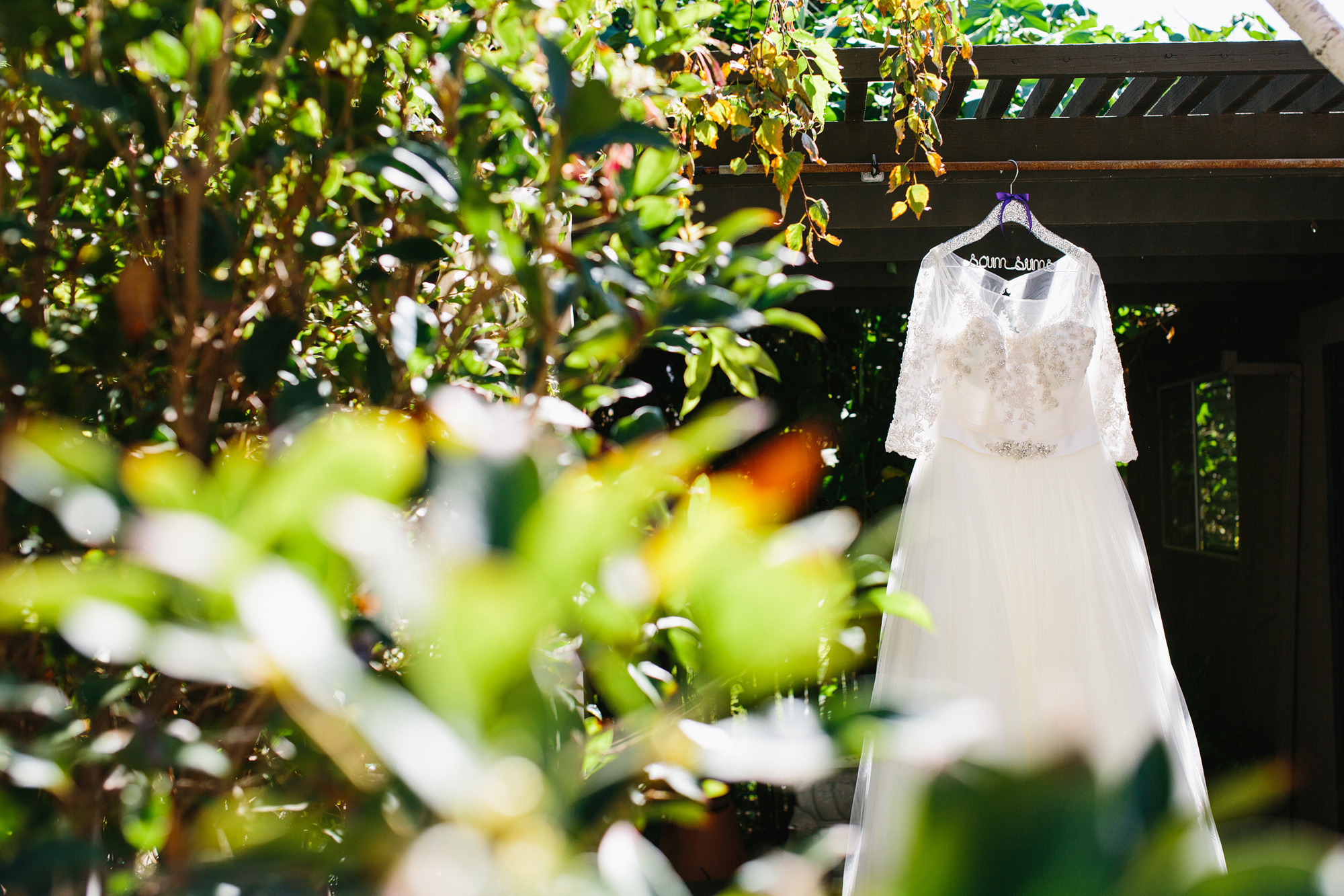 Samara's wedding dress at Maravilla Gardens. 