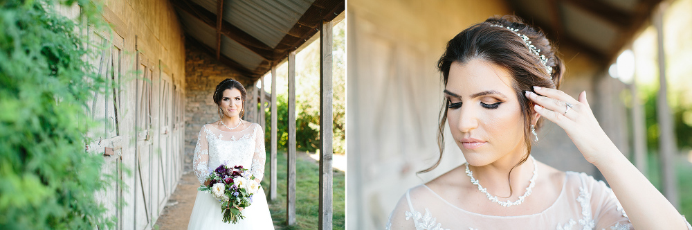 The bride and her jewelry details. 