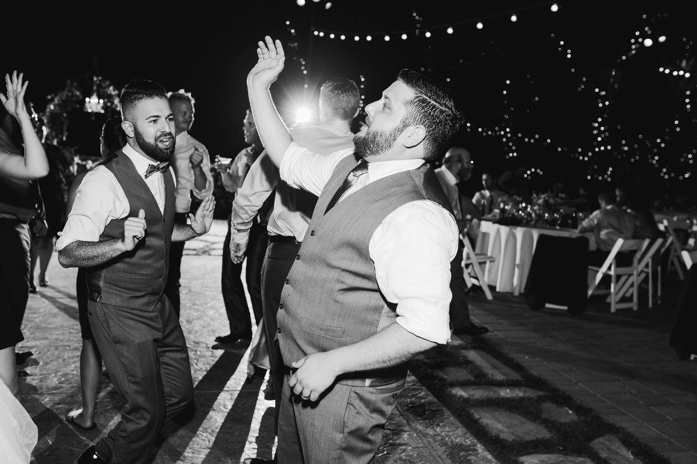 The groom dancing. 