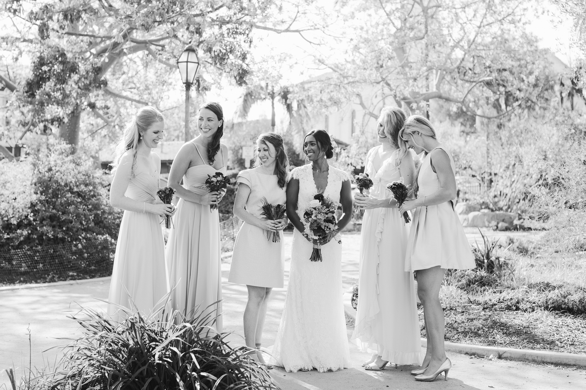 The bride and bridesmaids together. 