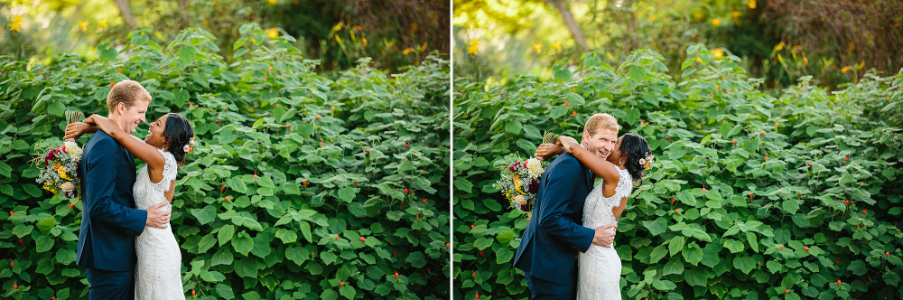 Cute photos of Matt and Anita next to a hedge. 