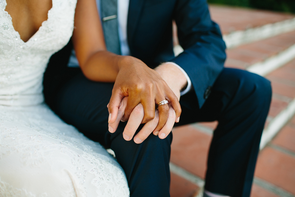 A photo of the couple holding hands. 