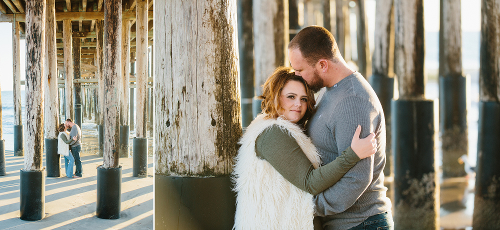 The couple took photos under the pier. 