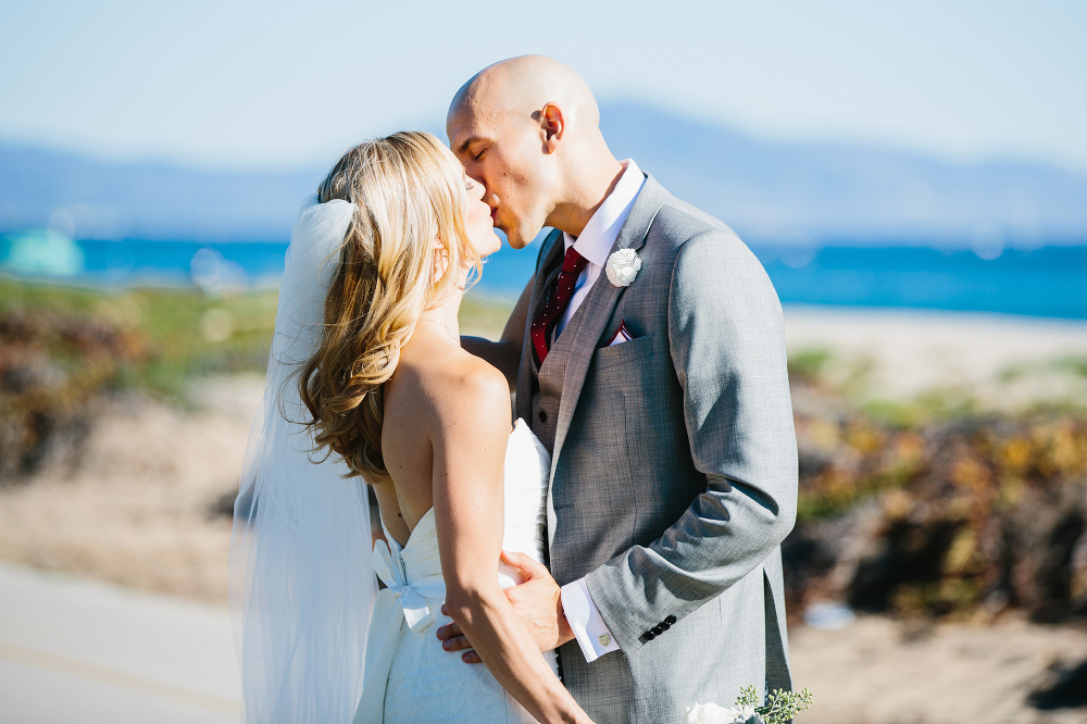 Bailey and Phil on their wedding day at the beach. 