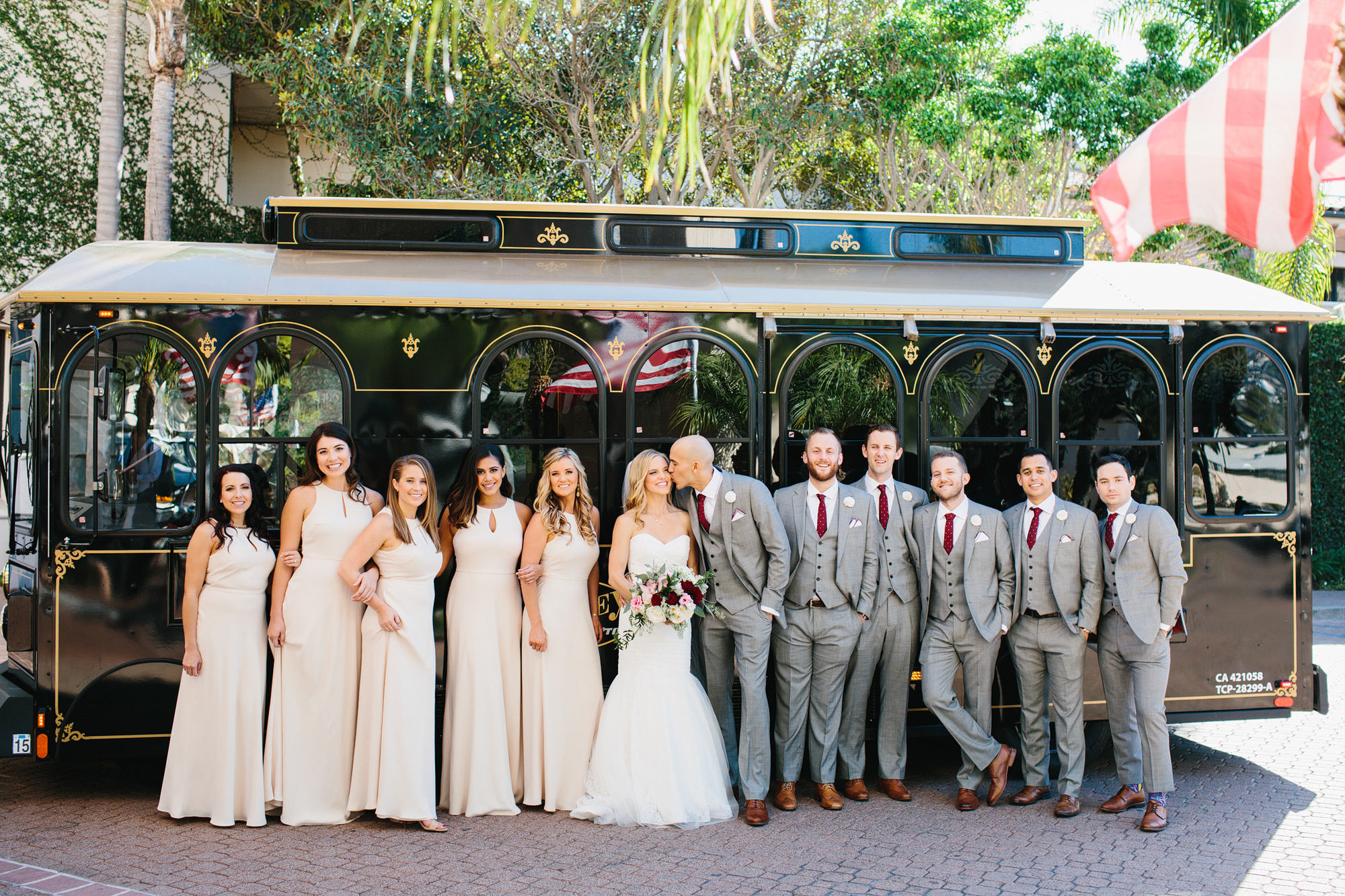 The bridal party rode a trolley to the Courthouse. 